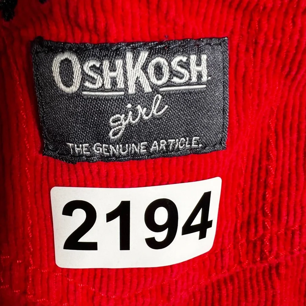Vintage OshKosh Bgosh Red Corduroy Scottie Dog‎ Embroidered Overalls 18M